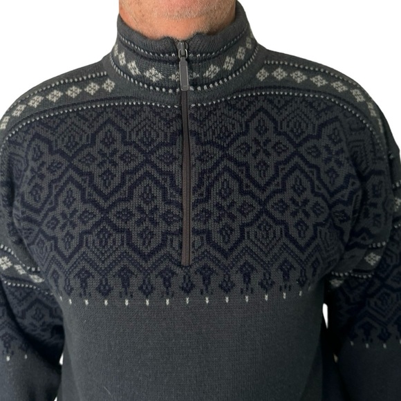 MEISTER Vintage Ski Sweater Half Zip Wool Blend Nordic Fair Isle Warm Winter XL - Picture 6 of 15